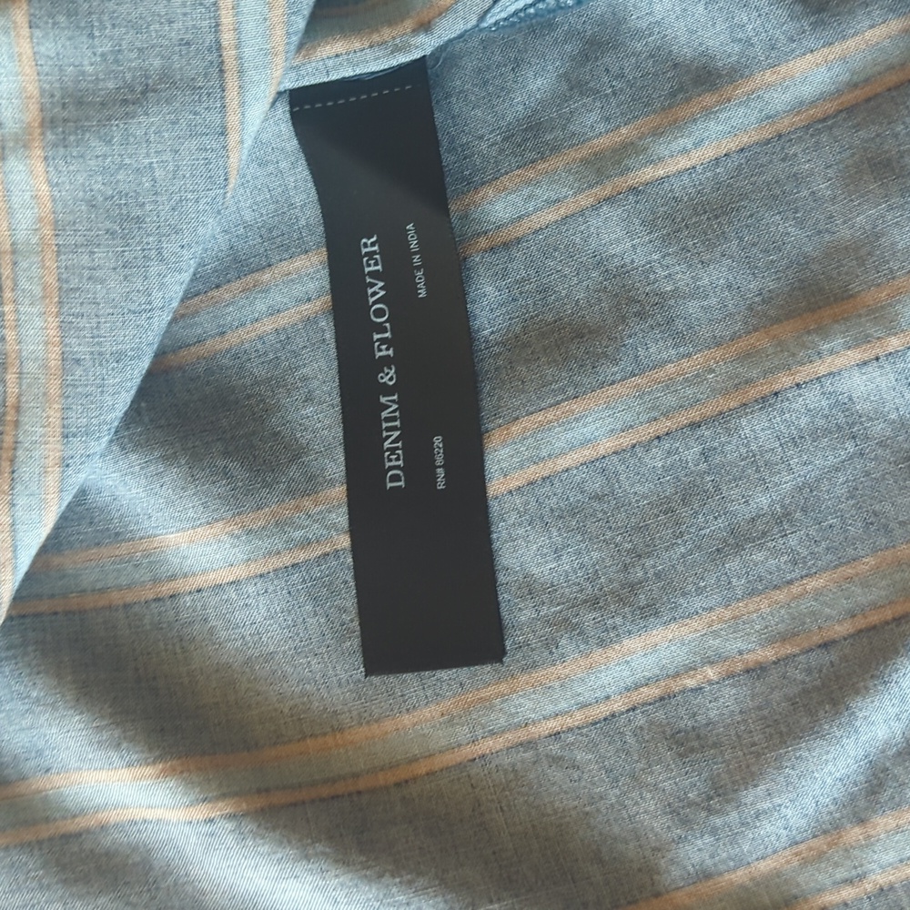 Denim flower short sleeve button up